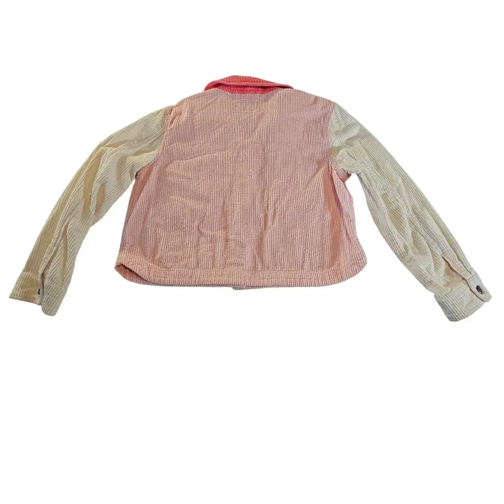 Old Navy Color-Block Corduroy Jacket for Girls, Pink White Size XL (14-16)
